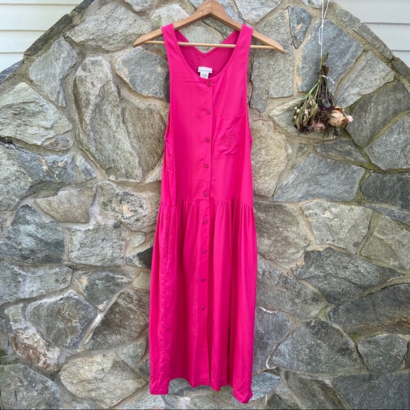 Vintage Dresses & Skirts - 🥀 5/$25 Vtg Hot Pink Jumper Dress